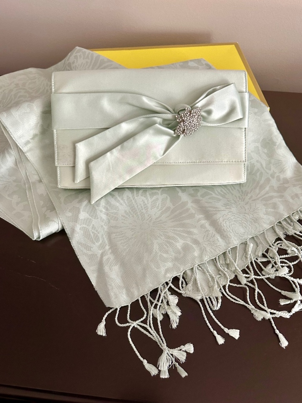 Banana Republic vintage satin clutch and shawl/scarf